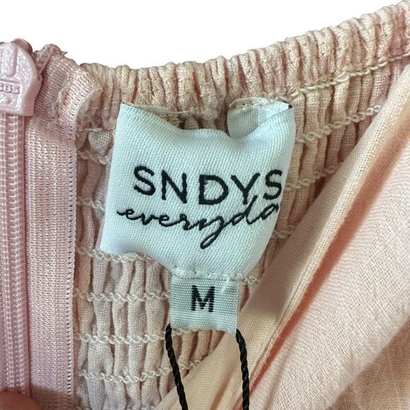 SNDYS Everyday & REVOLVE Tuscany Baby Pink Cotton Dress M Puffy Sleeves NWT - Picture 8 of 14